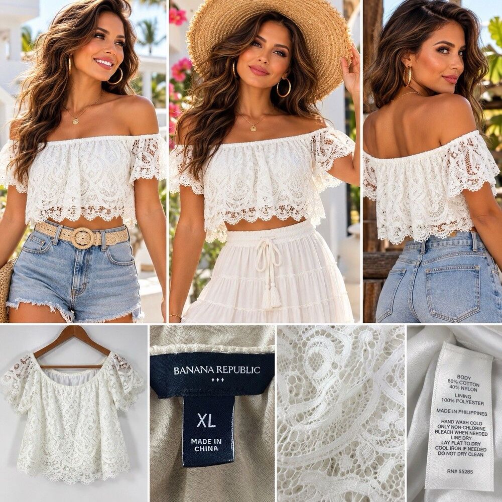 Express Women's White Lace Cowl Neck Pullover Blouse Size S Lace Off Shoulder